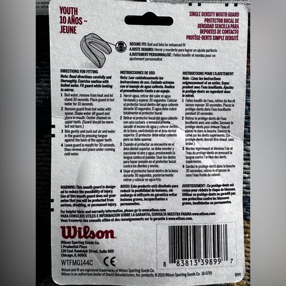 Wilson Youth Single Density Mouth Guard Protector, BPA Free, Made In The USA - Picture 4 of 5